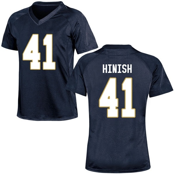 Kurt Hinish Notre Dame Fighting Irish NCAA Women's #41 Navy Blue Game College Stitched Football Jersey OZT4655TR